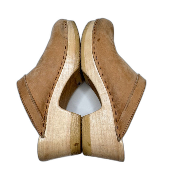 WEAR IN GOOD HEALTH Tan Suede Wood Clogs Womens Size EU 40/US 8-8.5 - Picture 6 of 8